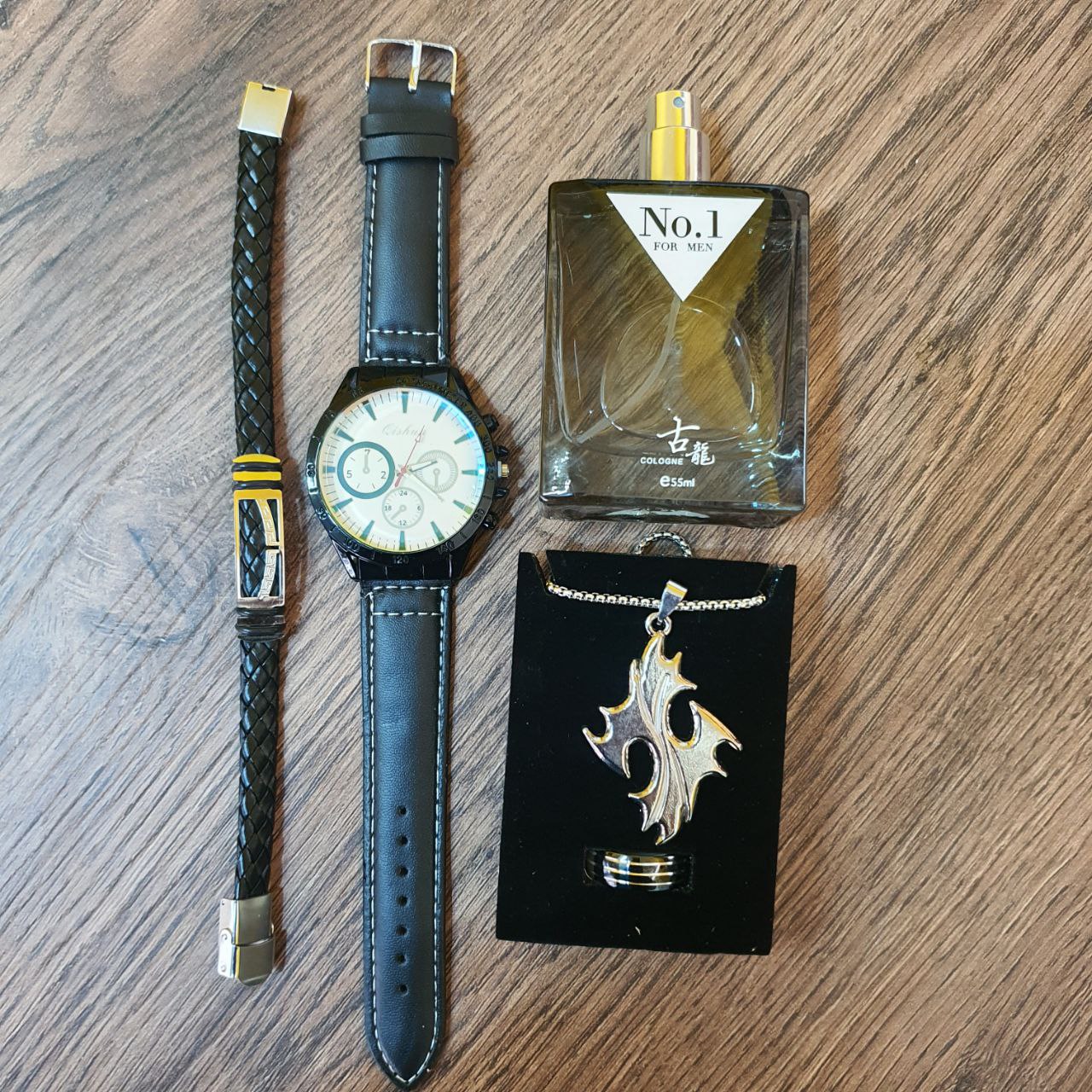 Kit de caballero + perfume con anillo y cadena AMC-2975