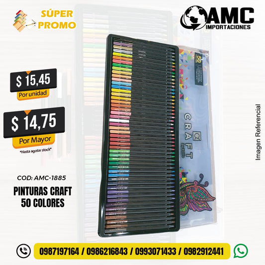 Pinturas craft 50 colores  AMC-1885