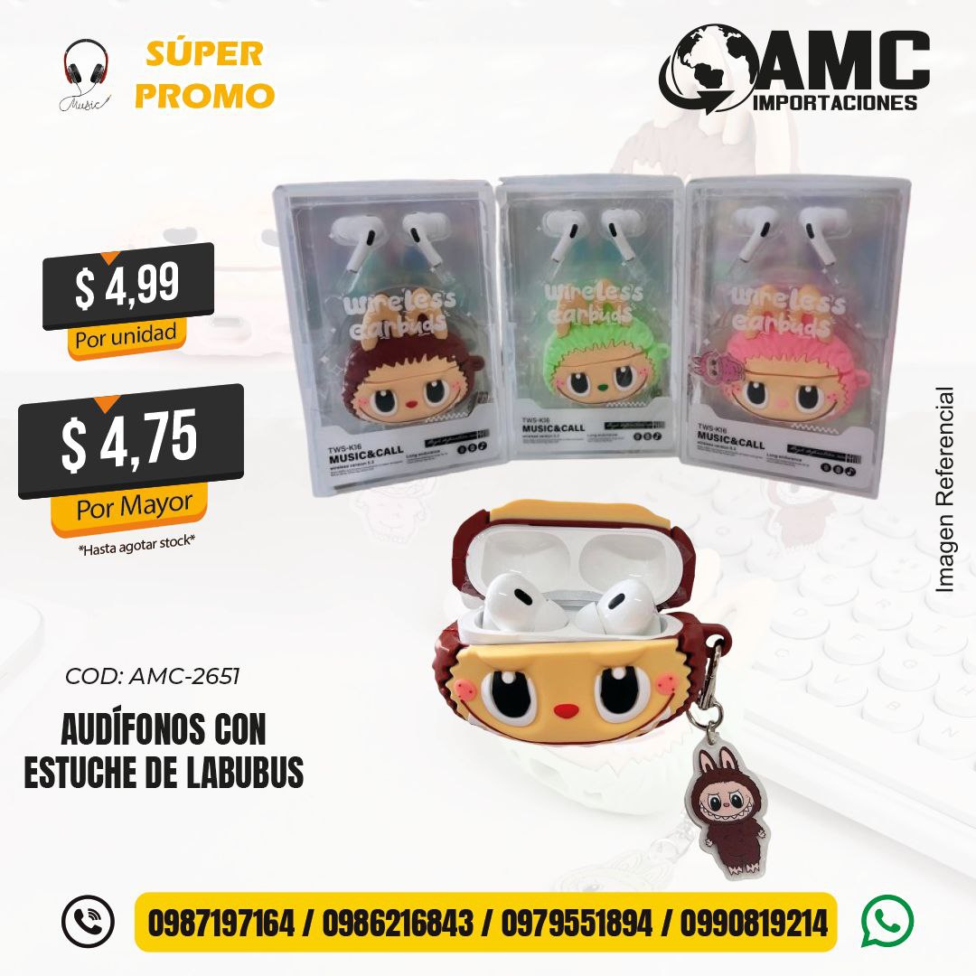 Audífonos con estuche de Labubus Código: AMC-2651