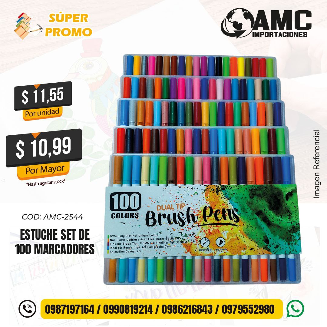 Estuche set de 100 marcadores AMC-2544