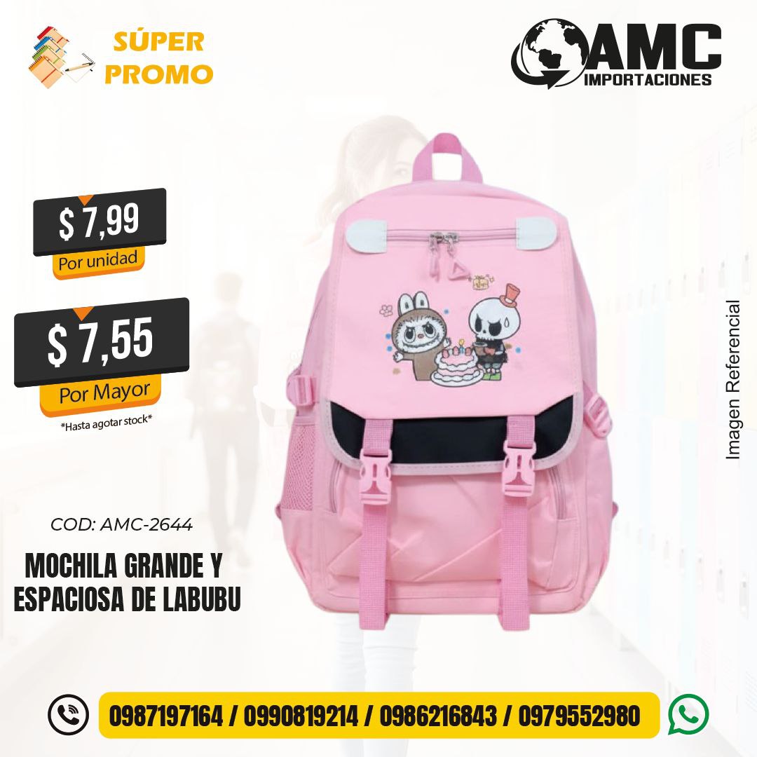 Mochila Grande y Espaciosa de Labubu AMC-2644
