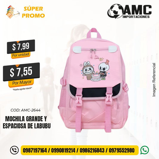 Mochila Grande y Espaciosa de Labubu AMC-2644
