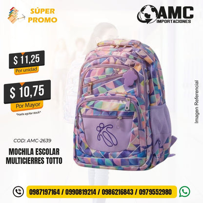 Mochila escolar multicierres Totto AMC-2639