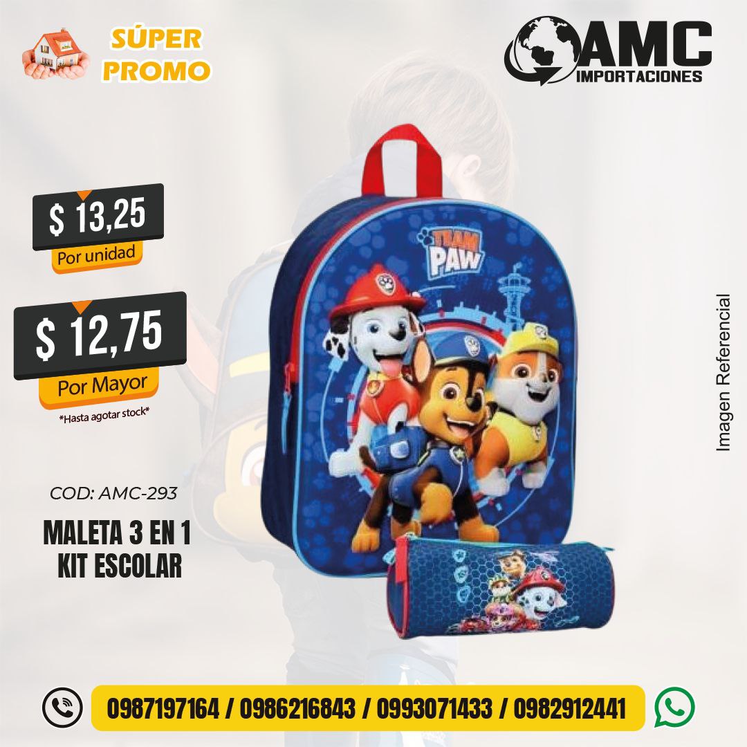 Mochila 3 en 1 kit escolar AMC-293