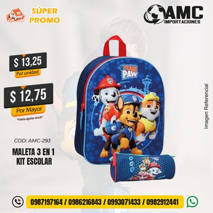 Mochila 3 en 1 kit escolar AMC-293