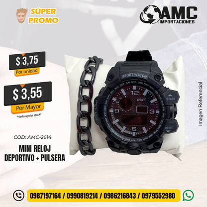 Mini reloj deportivo + pulsera AMC-2614