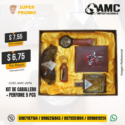 Kit de caballero + perfume 5 pcs AMC-2974
