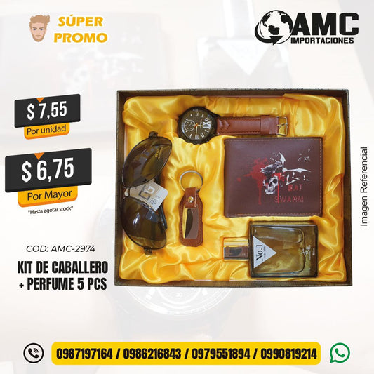 Kit de caballero + perfume 5 pcs AMC-2974