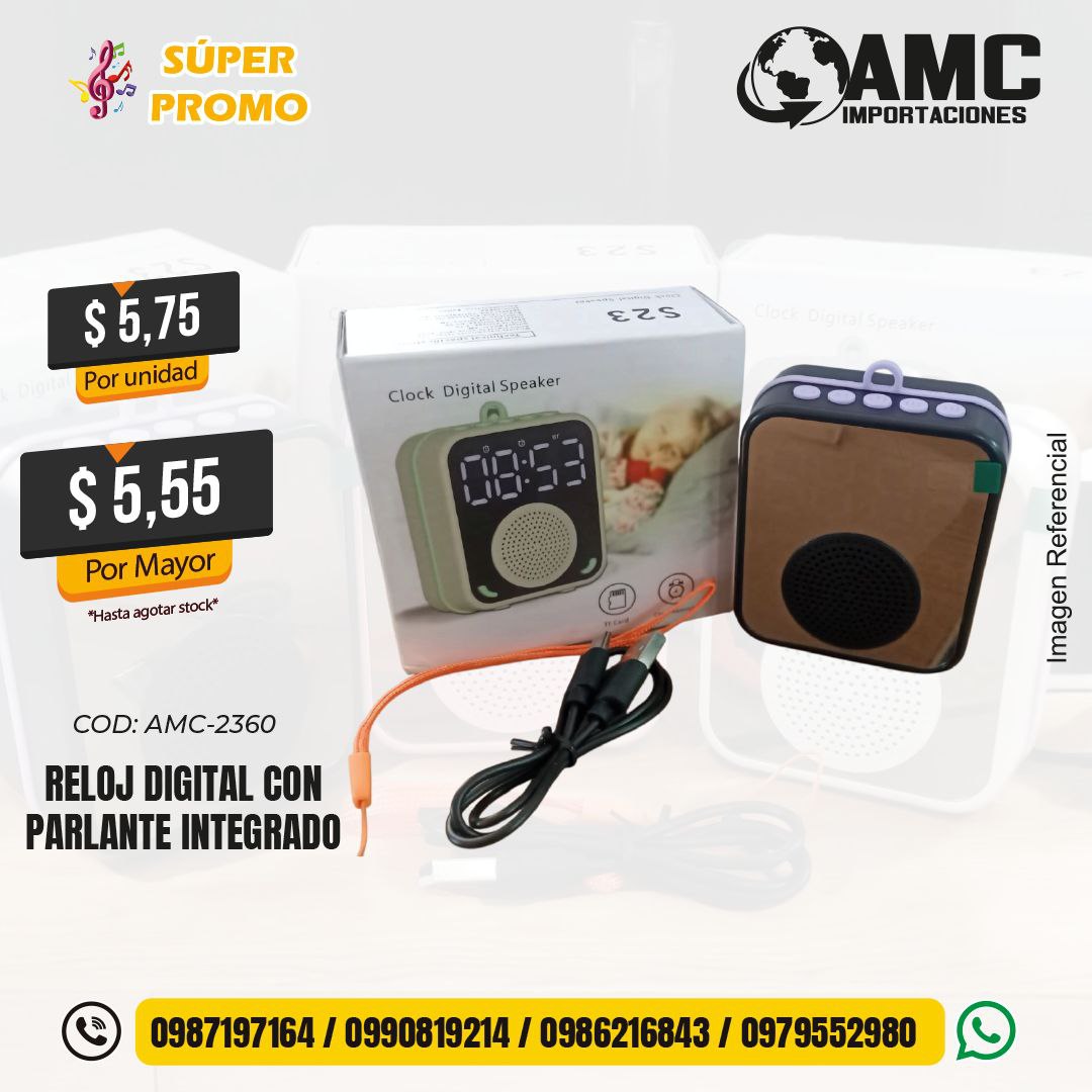 Reloj digital con parlante integrado AMC-2360