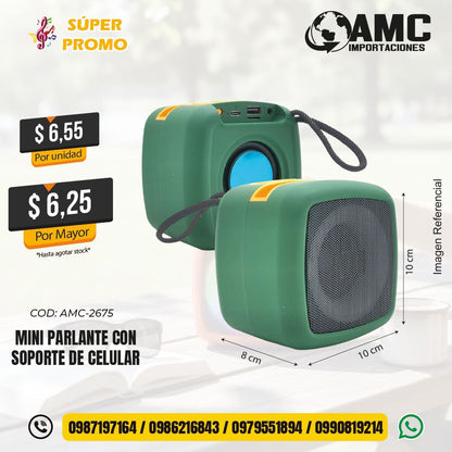 Mini parlante con soporte de celular AMC-2675