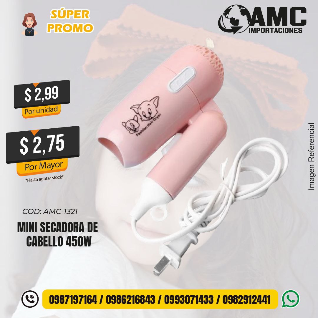 Mini secadora de cabello 450w AMC-1321