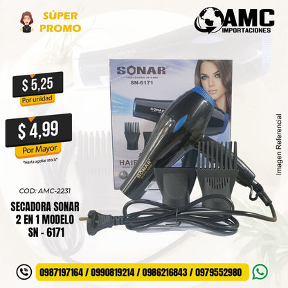 Secadora Sonar 2 en 1 modelo SN - 6171  AMC-2231