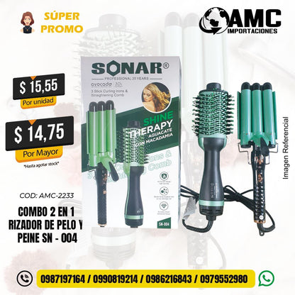 Combo 2 en 1 rizador de pelo y peine SN - 004 AMC-2233