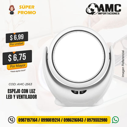 Espejo con luz led y ventilador AMC-2563