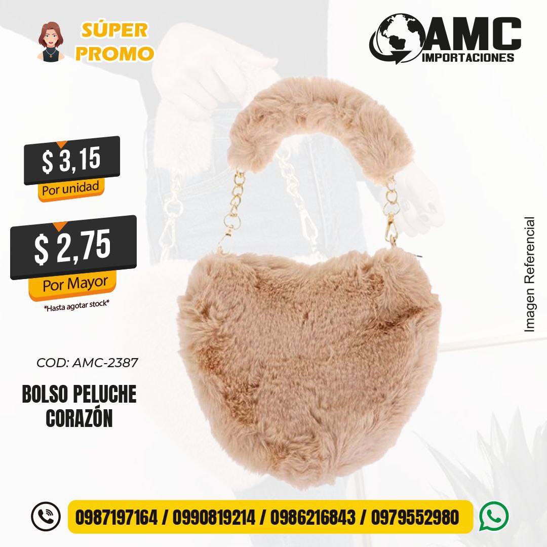 Bolso peluche corazón Código: AMC-2387
