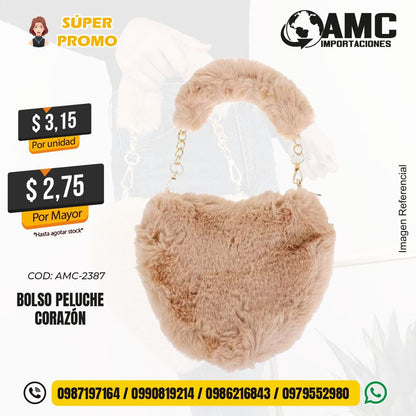 Bolso peluche corazón Código: AMC-2387