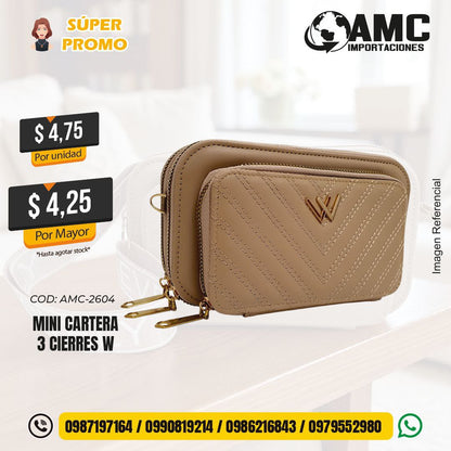 Mini cartera de 3 cierres W  AMC-2604