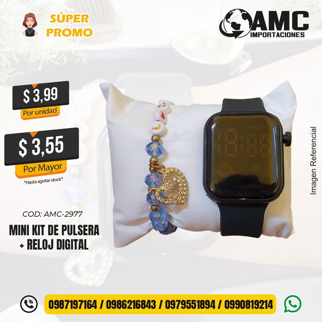 Mini kit de pulsera + reloj digital AMC-2977