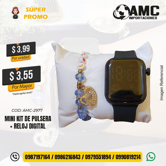 Mini kit de pulsera + reloj digital AMC-2977