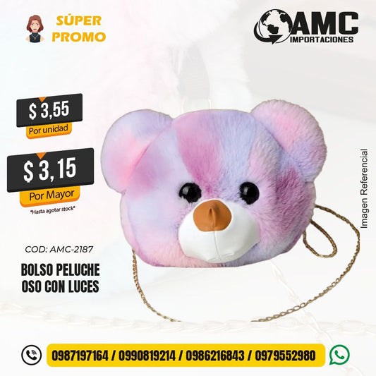 Bolso peluche oso con luces AMC-2187