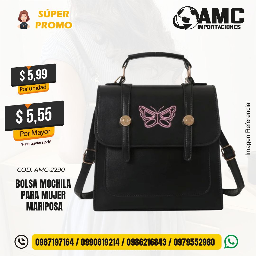 Bolsa mochila para mujer mariposa AMC-2290