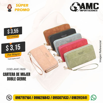 Cartera de mujer doble cierre  AMC-1829