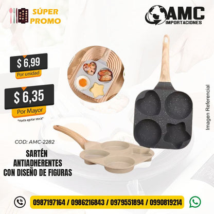 Sartén antiadherentes con diseño de figuras  AMC-2282