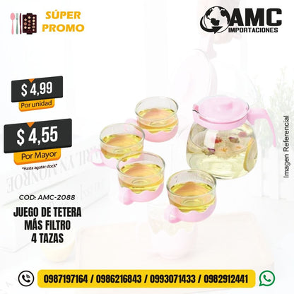 Juego de tetera más filtro de 4 tazas AMC-2088