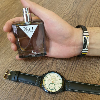 Kit de caballero + perfume con anillo y cadena AMC-2975