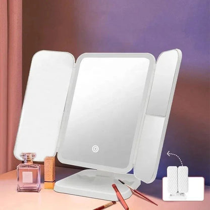 Espejo de maquillaje de 3 lados con luz AMC-1933