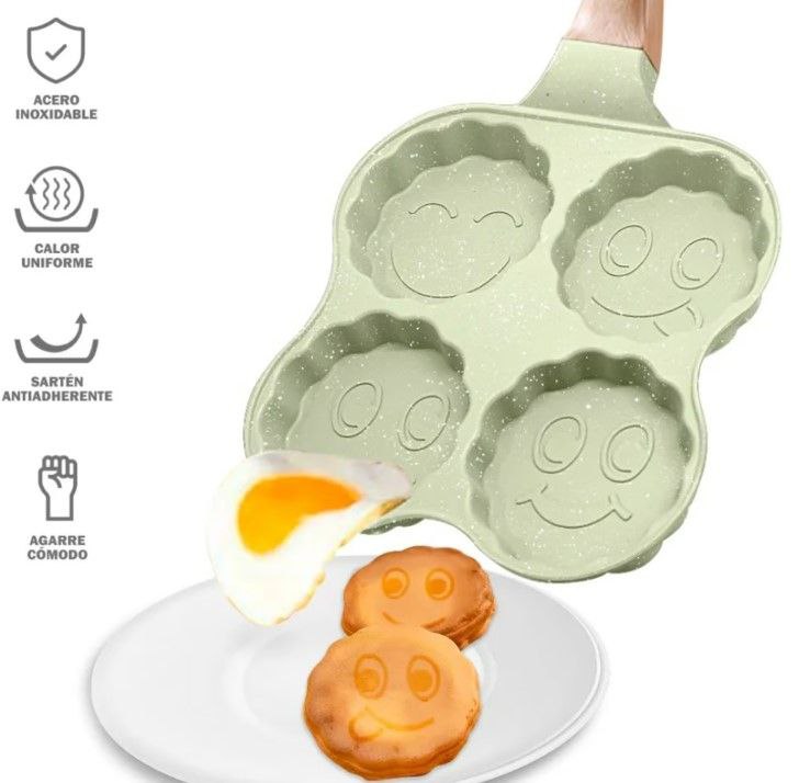 Sartén antiadherentes con diseño de caritas sonrientes AMC-2281